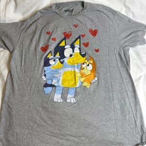 Bluey Adult Graphic T-Shirt Grey Cartoon Tee XL